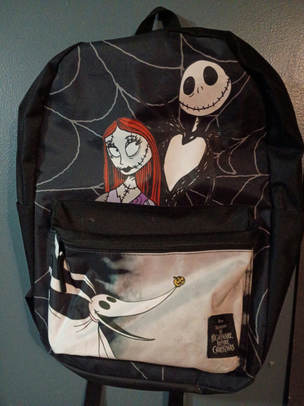Nightmare Cartoon Black Backpack with Red Accents